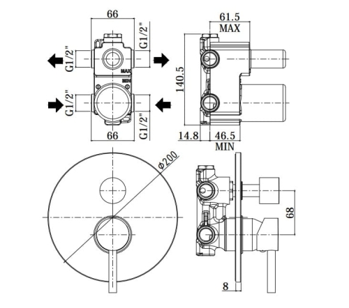 Paffoni Stick bateria wannowo-prysznicowa podtynkowa SK018CR