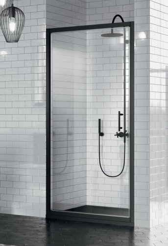 Novellini Zephyros G drzwi prysznicowe skrzydłowe 90cm(86-92cm), czarny mat, szkło bezbarwne ZEPHYRG86-1H