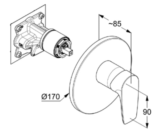 Kludi Pure&Solid bateria prysznicowa podtynkowa element zewnętrzny 346550575