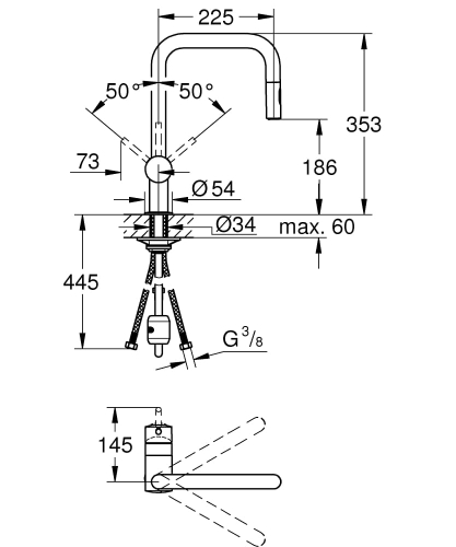 Grohe Minta bateria zlewozmywakowa z wyciąganą wylewką brushed hard graphite 32322AL2