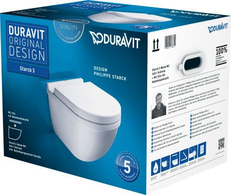 Duravit Starck 3 zestaw miska podwieszana 54x36cm z deską wolnoopadającą 42250900A1