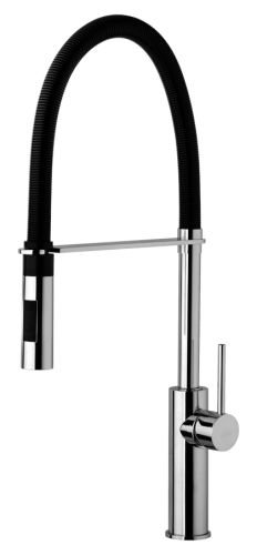 Paffoni Light Black bateria zlewozmywakowa z wyciąganą wylewką, chrom-czarny LIG179CRNO