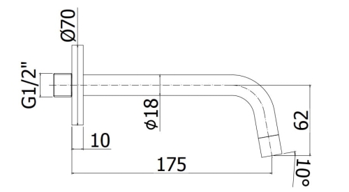 Paffoni Light wylewka ścienna 175mm, chrom ZBOC045CR