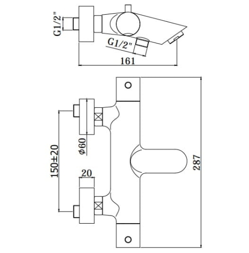 Paffoni Light bateria wannowo-natryskowa z termostatem, czarny mat LIQ022NO