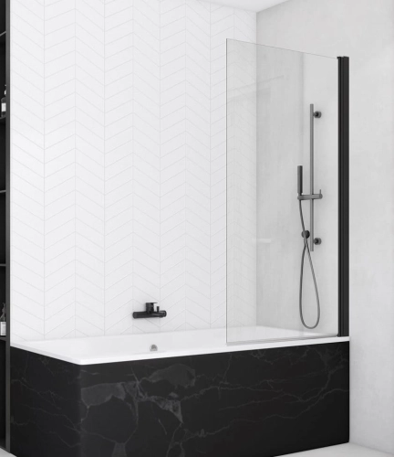 Ronal Solino Black SOEB1 parawan nawannowy 1-częściowy 75cm, profil czarny mat, szkło bezbarwne SOEB107500607
