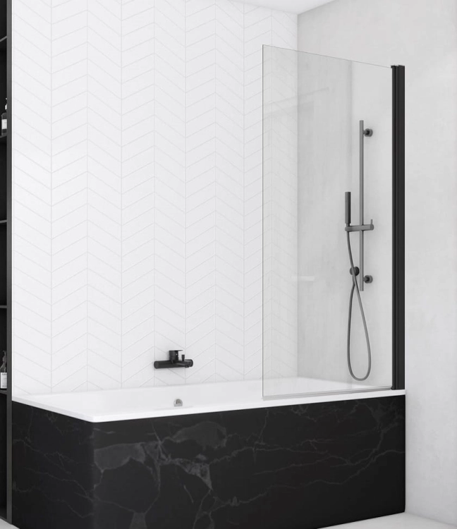 Ronal Solino Black SOEB1 parawan nawannowy 1-częściowy 75cm, profil czarny mat, szkło bezbarwne SOEB107500607