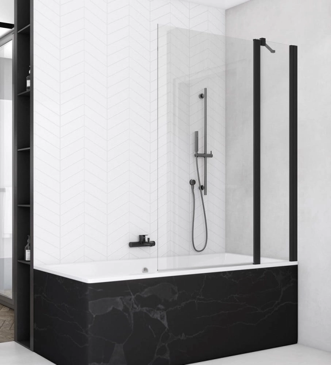 Sanswiss Solino black parawan nawannowy 2-częściowy 90cm SOEB130900607