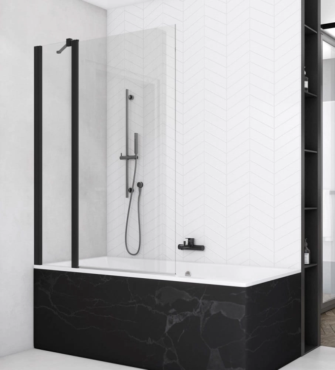 Sanswiss Solino black parawan nawannowy 2-częściowy 90cm SOEB130900607