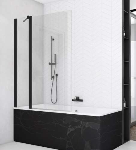 Sanswiss Solino black parawan nawannowy 2-częściowy 100cm, profil czarny mat, szkło bezbarwne SOEB131000607