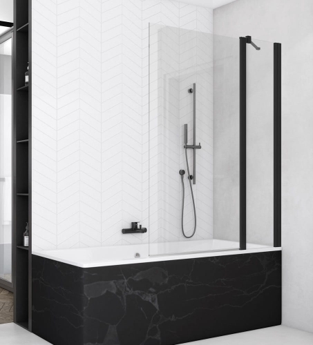 Sanswiss Solino black parawan nawannowy 2-częściowy 120cm, profil czarny mat, szkło bezbarwne SOEB131200607