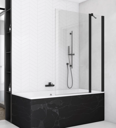 Sanswiss Solino black parawan nawannowy 2-częściowy 120cm, profil czarny mat, szkło bezbarwne SOEB131200607