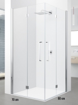 Novellini Young 2.0 2GS kabina prostokątna drzwi składane 70x80 cm, prawa, profil chrom, szkło bezbarwne Y22GS77LD-1K+Y22GS67LS-1K