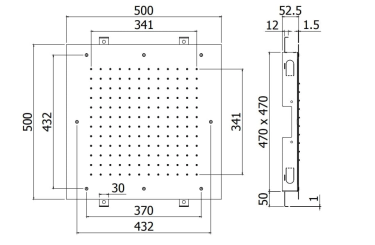 Paffoni Boston deszczownica sufitowa 50x50cm, chrom ZSOF301CR