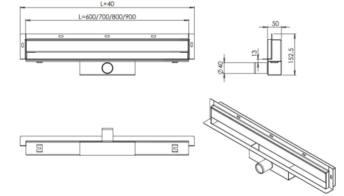 Balneo W-Drain odpływ ścienny 60cm OS-WD-600