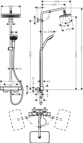 HansGrohe Croma E 280 komplet prysznicowy z termostatem 27630000