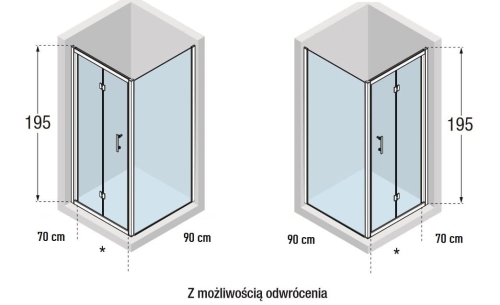 Novellini Kali SF kabina kwadratowa 70x90cm, drzwi składane KALIS65F88-1B