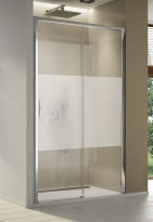 Sanswiss Top-Line S drzwi przesuwne dwuczęściowe 140cm(137,5-142,5cm) prawe, profile srebrny połysk, szkło pas satynowy TLS2D1405051