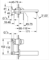Grohe Eurocube S-size bateria umywalkowa podtynkowa element zewnętrzny, brushed hard graphite 19895AL0