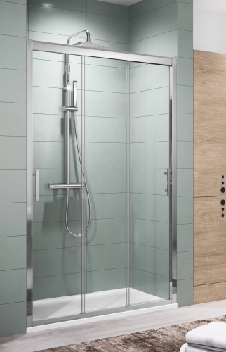 Novellini Zephyros 3P drzwi prysznicowe 3-elementowe suwane 140cm(136-142cm), chrom, szkło bezbarwne ZEPHYR3P136-1K
