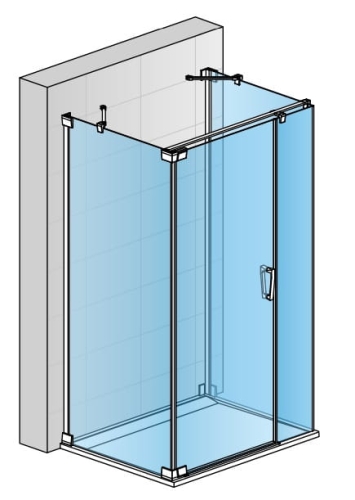 Sanswiss Cadura kabina trójścienna 90x90x90cm, lewa, profil srebrny połysk, szkło bezbarwne