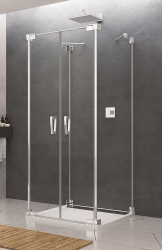 Sanswiss Cadura kabina trójścienna 90x90x90cm, profil srebrny połysk, szkło bezbarwne CA2CSM90-2CAT2SM90-2RCA50-50.07
