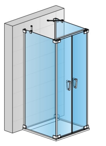 Sanswiss Cadura kabina trójścienna 90x90x90cm, profil srebrny połysk, szkło bezbarwne CA2CSM90-2CAT2SM90-2RCA50-50.07