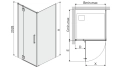 Sanplast Space Line kabina kwadratowa 90cm lewa KNDJ2L/SPACE-90 600-100-1040-42-401