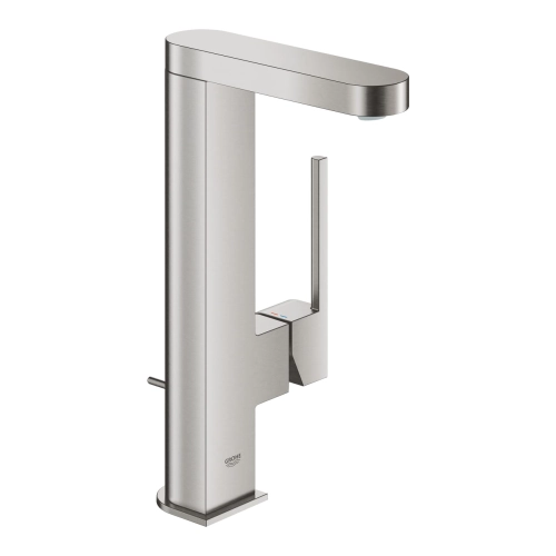 Grohe Plus L-size bateria umywalkowa z obrotową wylewką, korek z cięgnem, stal nierdzewna 23851DC3