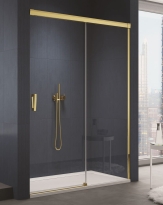 RONAL Cadura Gold Line drzwi przesuwne dwuczęściowe 130cm(126,4-130,9cm), prawe, profil złoty, szkło bezbarwne CAS2D1301207