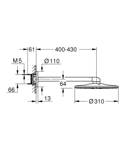 Grohe Rainshower SmartActive 310 deszczownica z ramieniem 430mm, 2 strumienie, brushed cool sunrise 26475GN0