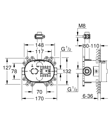 Grohe Rainshower element podtynkowy do deszczowonic z ramieniem, chrom 26264001