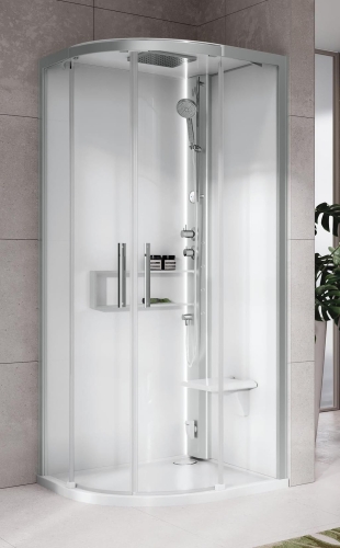 Novellini Glax 2 2.0 R100 Silver kabina masażowo-parowa półokrągła 100x100cm, system Hammam G22R100T5-1BB