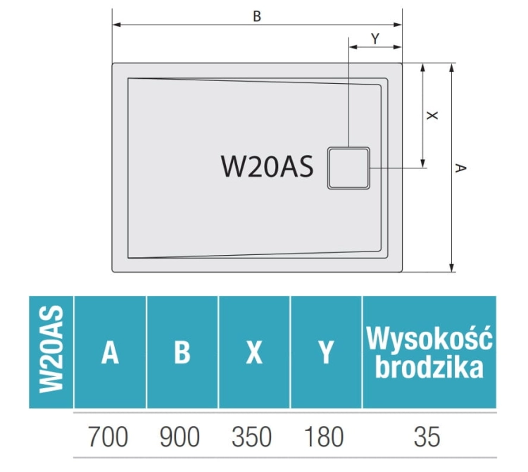 Sanswiss Livada brodzik prostokątny 70x90cm, biały W20AS07009004