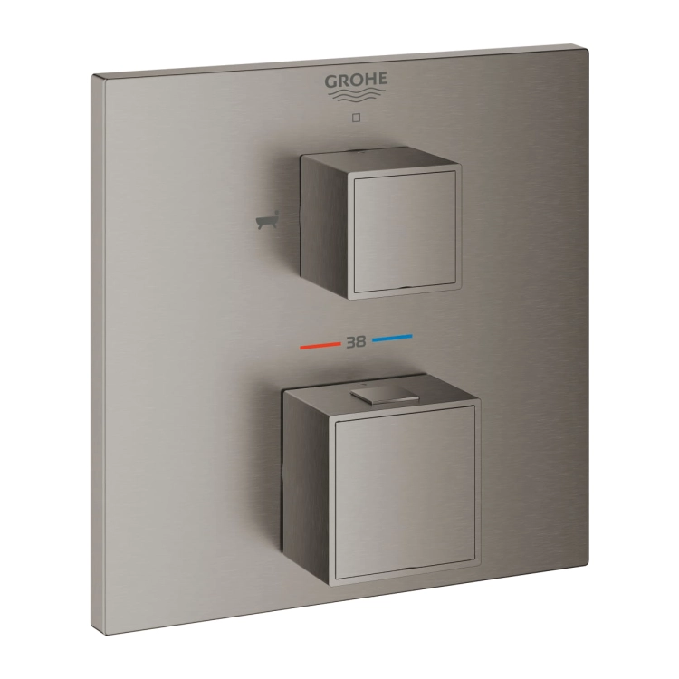 Grohe Grohtherm Cube bateria z termostatem do obsługi dwóch wyjść, element zewnętrzny, brushed hard graphite 24155AL0.jpg