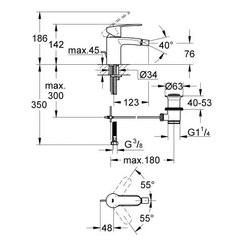Grohe Eurosmart Cosmopolitan bateria bidetowa 33565002