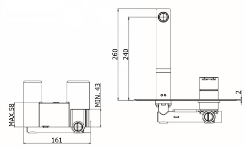 Paffoni Ringo bateria umywalkowa podtynkowa, wylewka 240 mm, chrom RIN106CR