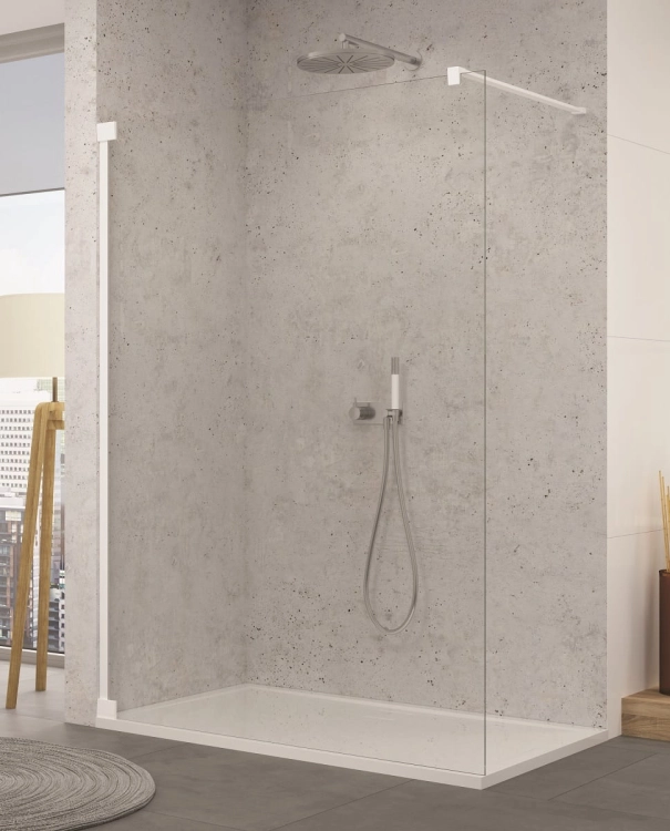 Sanswiss Cadura White Line ścianka Walk-in 120cm, profil biały mat, szkło bezbarwne CAT41200907