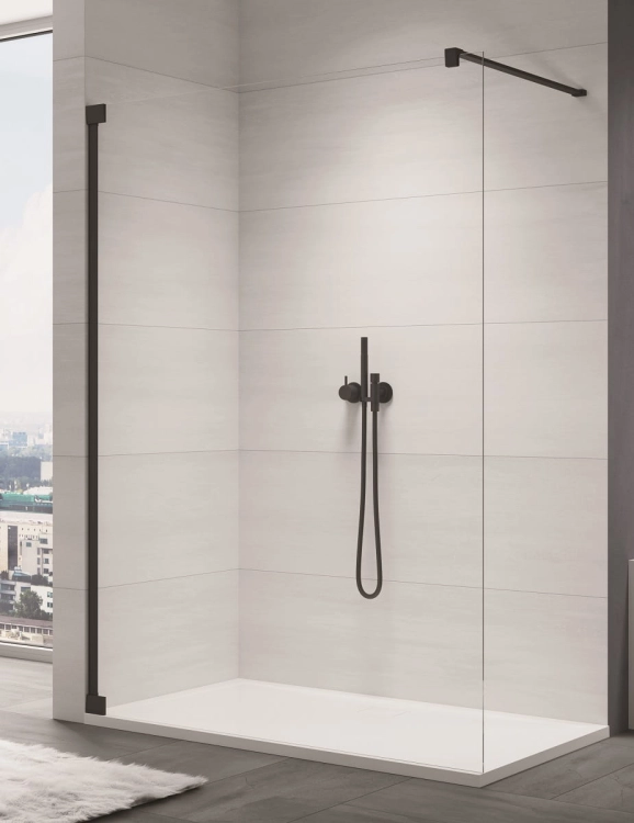 Ronal Cadura Black Line ścianka Walk-in 80cm, profil czarny mat, szkło bezbarwne CAT40800607