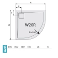 Ronal Livada brodzik półokrągły 80x80cm, promień 550, biały W20R5508004