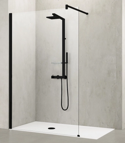 Novellini Kuadra H ścianka prysznicowa 100cm(97-100cm), czarny mat KUADH100-1H