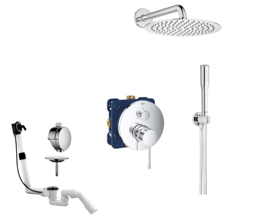 Grohe Essence komplet wannowo-prysznicowy z napełnianiem, deszczownica Paffoni 230mm, 24092001-01