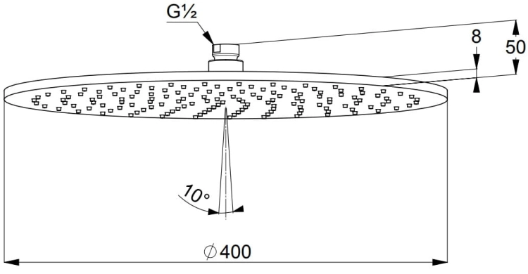 Kludi A-QA deszczownica okrągła 400mm, czarny mat/chrom 6434087-00