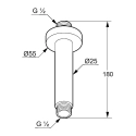 Kludi A-QA ramię sufitowe 150mm, czarny mat 6651539-00