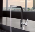 Kludi L-ine S bateria zlewozmywakowa z wyciąganą wylewką, chrom/czarny mat 408518775
