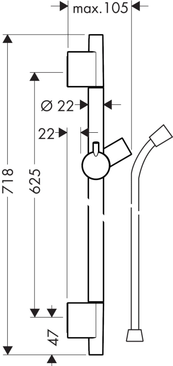 HansGrohe Unica S Puro 65cm drążek prysznicowy z wężem, biały mat 28632700
