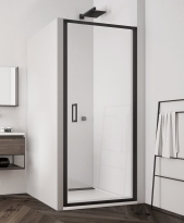Sanswiss Top-Line S black , drzwi wahadłowe jednoskrzydłowe 90cm(87,5-92,5cm), profile czarny mat, szkło bezbarwne TLSP0900607 
