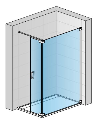 Sanswiss Walk-In Cadura wolnostojąca ścianka stała z elementem ruchomym 120+44cm, prawa, profil złoty, szkło bezbarwne CADUOD1201207