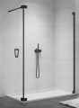 Sanswiss Walk-In Cadura wolnostojąca ścianka stała z elementem ruchomym 100+44cm, prawa, profil czarny mat, szkło bezbarwne CADUOD1000607