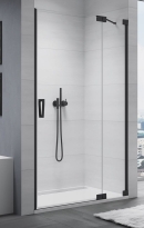 Sanswiss Cadura drzwi wahadłowe  wnękowe z elementem stałym w linii  75cm(72,5-75,5cm), prawe profil czarny mat, szkło bezbarwne CA13D0750607+V2.CA.06