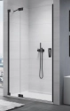 Sanswiss Cadura drzwi wahadłowe  wnękowe z elementem stałym w linii  90cm (87,5-90,5cm), lewe profil czarny mat, szkło bezbarwne CA13G0900607+V2.CA.06